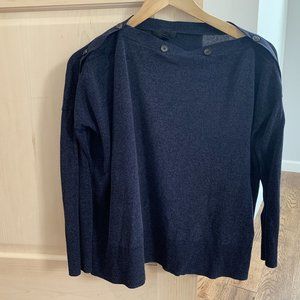 J. Crew Button Boatneck 3/4 Sleeve Navy Shirt